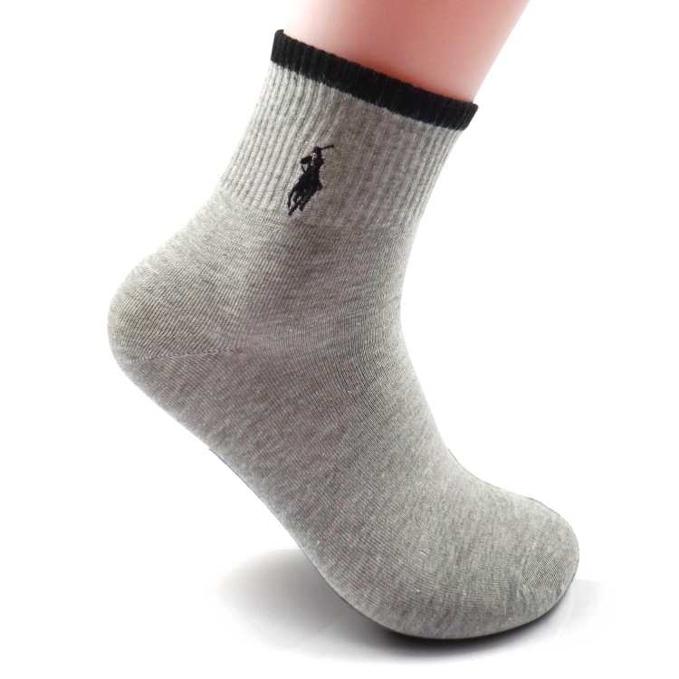 Men's Embroidered Socks Solid Combed Cotton Socks 